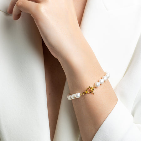 Freshwater Pearl T-Bar Bracelet Gold