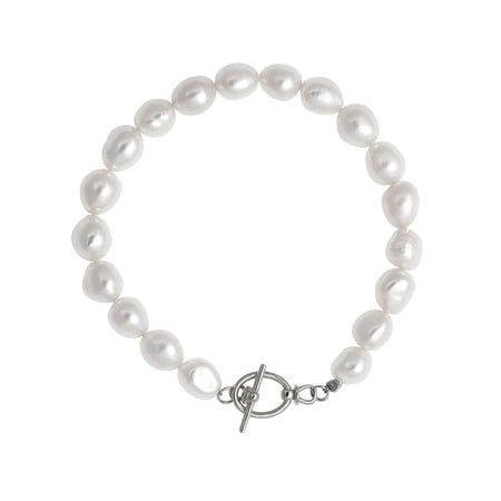 Freshwater Pearl T-Bar Bracelet Silver