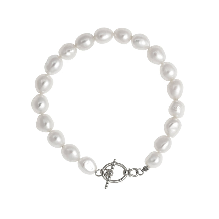 Freshwater Pearl T-Bar Bracelet Silver