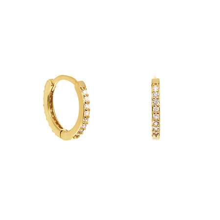 Gold Crystal Huggie Hoop Earrings