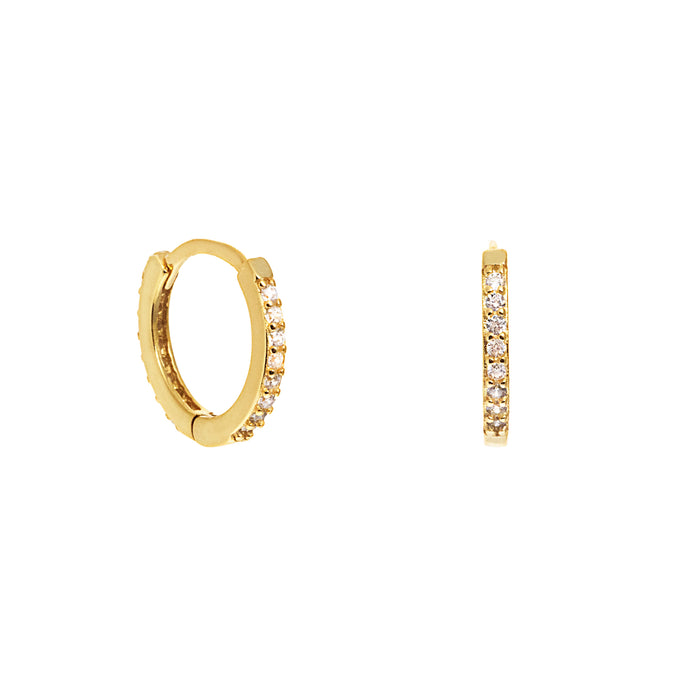 Gold Crystal Huggie Hoop Earrings