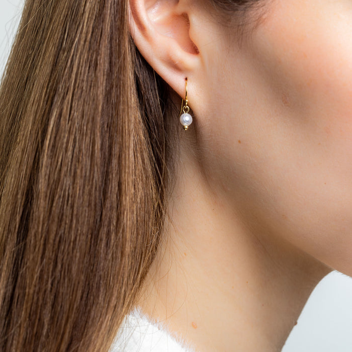 Gold Freshwater Pearl Earrings Small