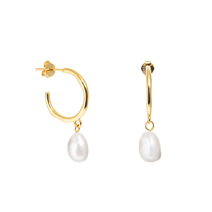 Gold Hoop Pearl Earrings