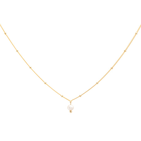 Gold Single Pearl Satellite Choker Necklace