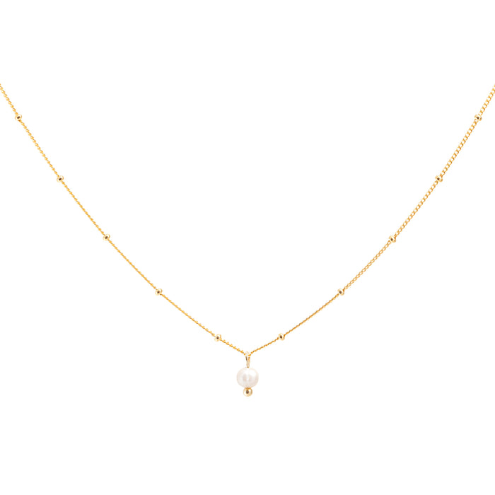 Gold Single Pearl Satellite Choker Necklace