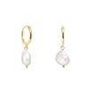 Gold Small Hoop Pearl Earrings
