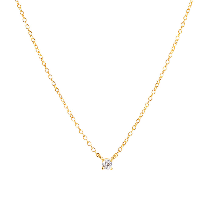 Gold Solitaire Crystal Necklace