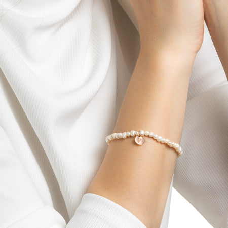 Pearl Personalised Disc Bracelet Rose Gold Small
