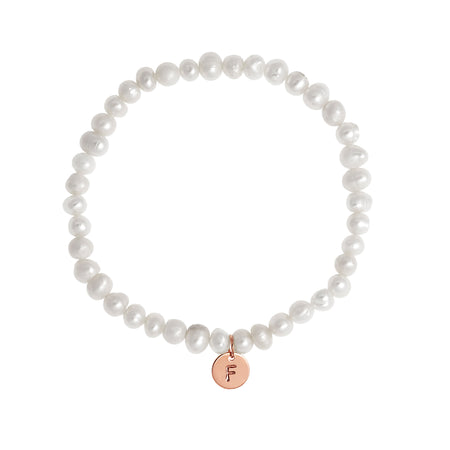 Pearl Personalised Disc Bracelet Rose Gold Small