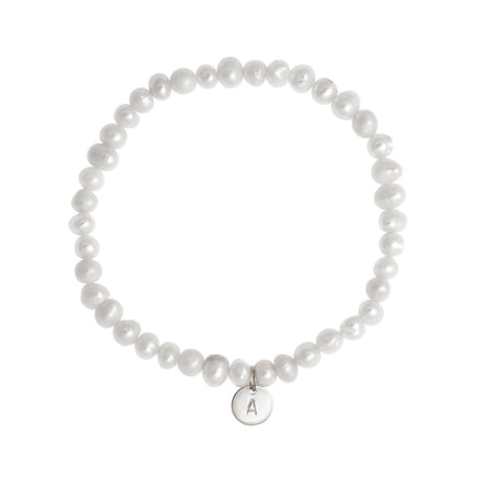 Pearl Personalised Disc Bracelet Silver Small