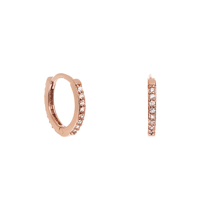 Rose Gold Crystal Huggie Hoop Earrings