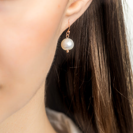 Rose Gold Freshwater Pearl Earrings