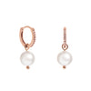 Rose Gold Huggie Hoop Pearl Earrings