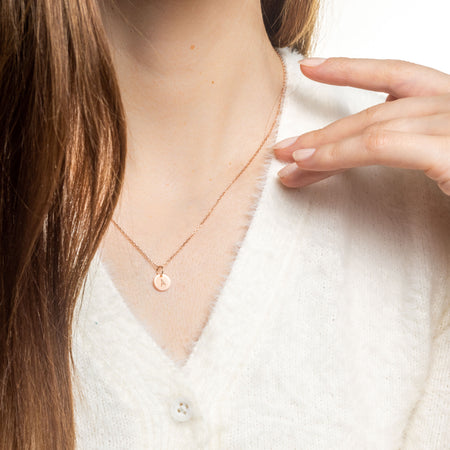 Rose Gold Personalised Disc Necklace Small
