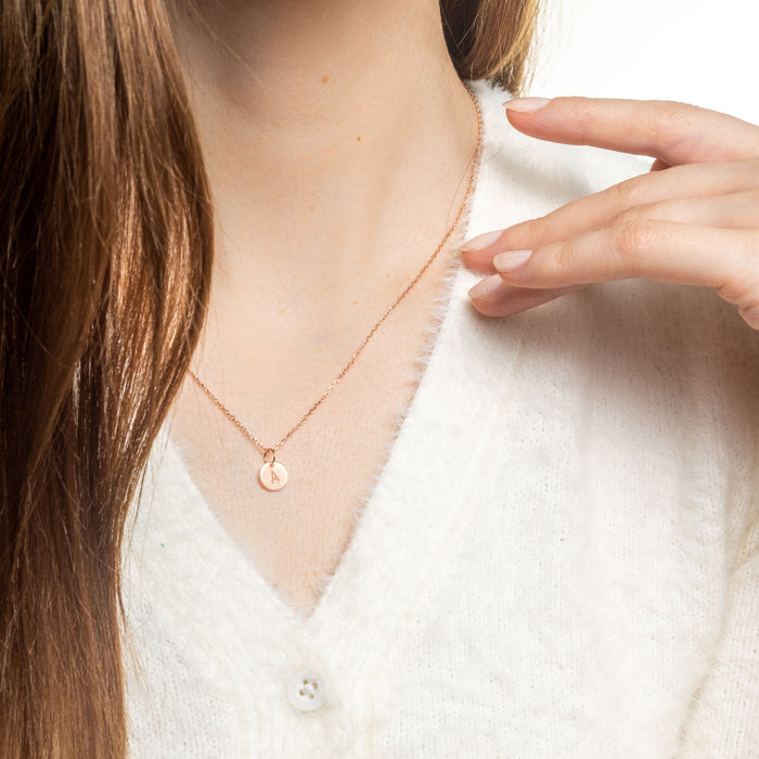 Rose Gold Personalised Disc Necklace Small