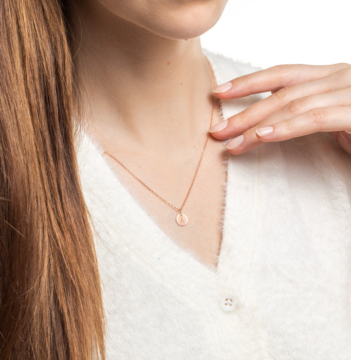 Rose Gold Personalised Disc Necklace Small
