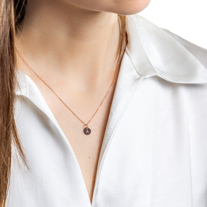 Rose Gold Personalised Disc Necklace Small