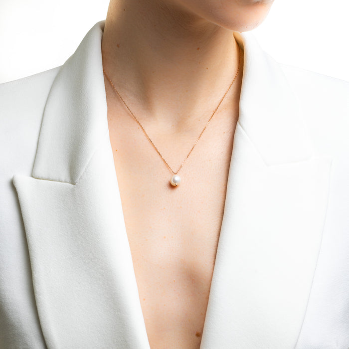 Rose Gold Single Freshwater Pearl Necklace