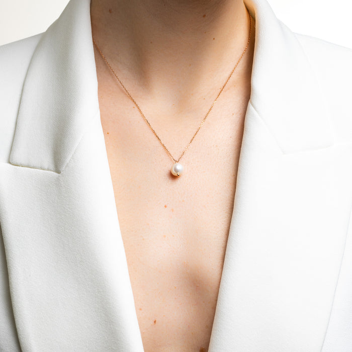 Rose Gold Single Freshwater Pearl Necklace