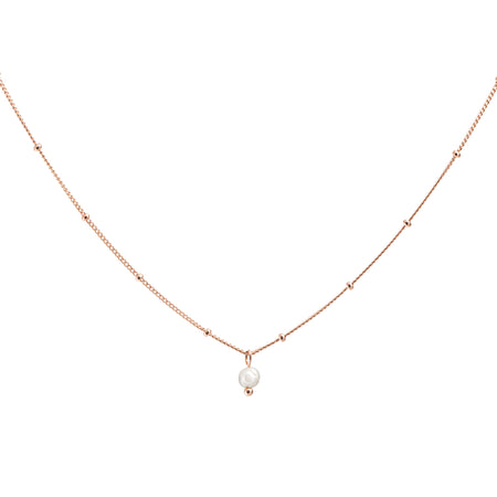 Rose Gold Single Pearl Satellite Choker Necklace