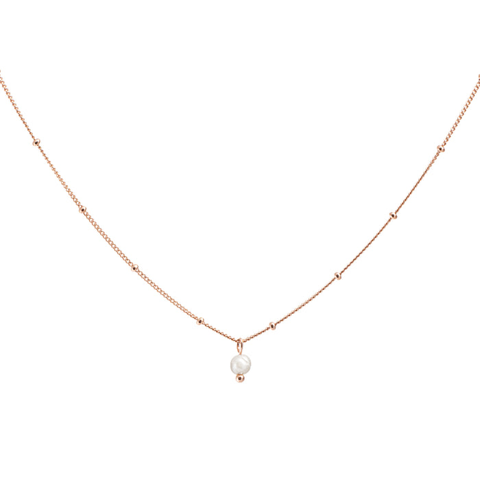 Rose Gold Single Pearl Satellite Choker Necklace
