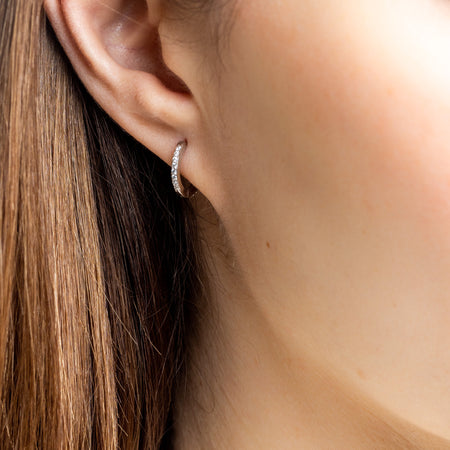 Sterling Silver Crystal Huggie Hoop Earrings