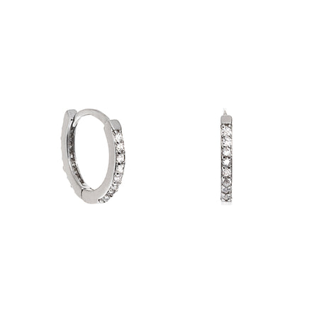 Silver Crystal Huggie Hoop Earrings