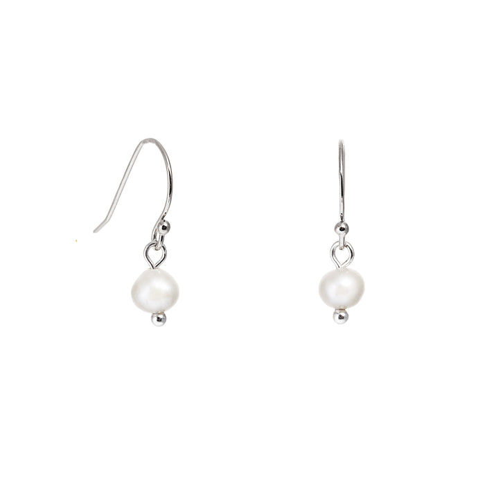 Silver Freshwater Pearl Earrings Small