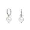 Silver Huggie Hoop Pearl Earrings