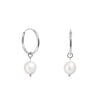 Silver Large Hoop Pearl Earrings