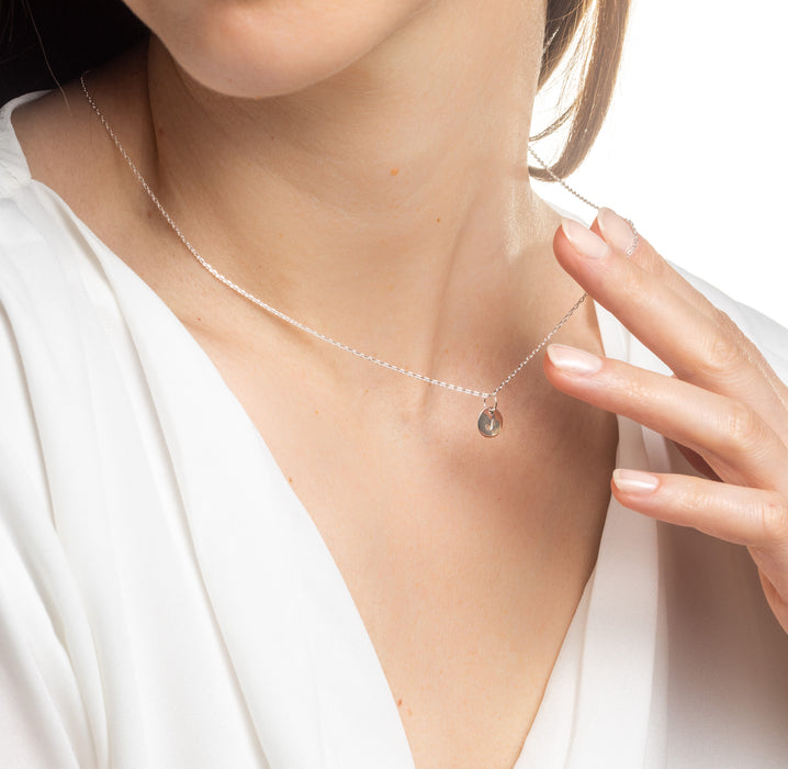 Sterling Silver Personalised Disc Necklace Small