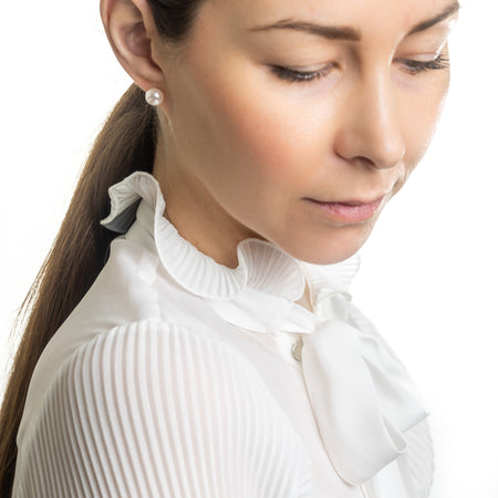 White Freshwater Pearl Stud Earrings Large