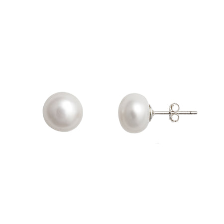 White Freshwater Pearl Stud Earrings Large