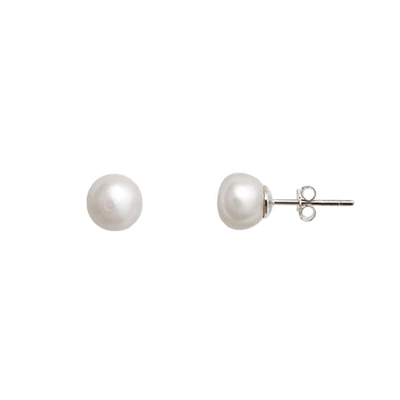 White Freshwater Pearl Stud Earrings Medium